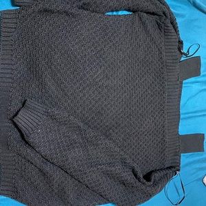 Black sweater with cut-out shoulders